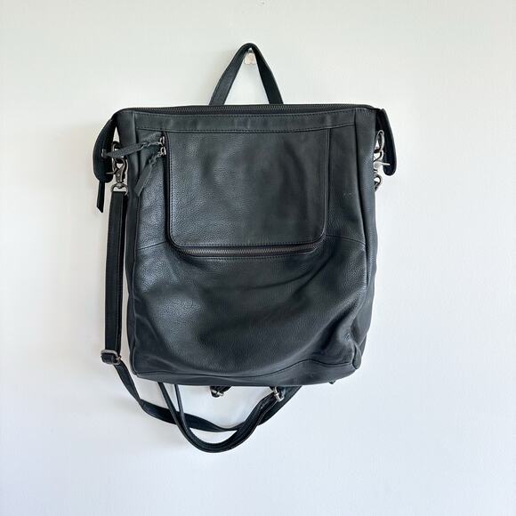 Rock Paper Scissors Genuine Leather Sloane Convertible Bag Backpack Black - Picture 1 of 10